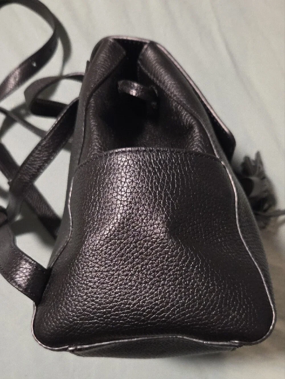 Tory Burch Black Pebbled Leather Tassel Backpack